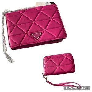 NWT-CLASSIC FASHION-BRIGHT PINK TWO PIECE HANDBAG SET